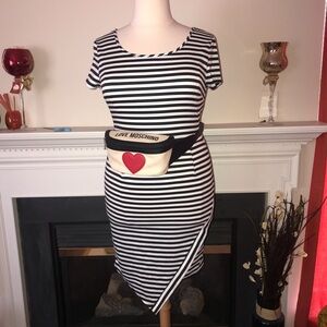 Janette | Plus Size Pinstriped Asymmetrical Dress